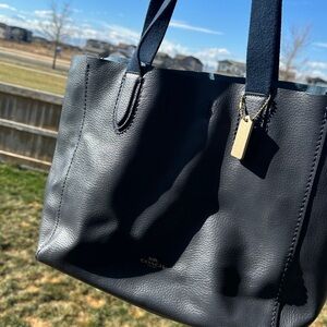 Coach Navy Derby Tote with Blue Suede Inside